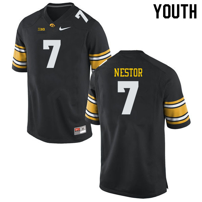 Youth #7 John Nestor Iowa Hawkeyes College Football Jerseys Stitched Sale-Black - Click Image to Close